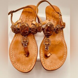 Italian handmade leather Tan Sandals